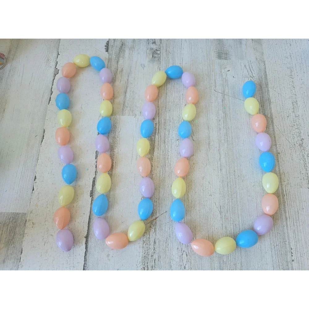 Vintage blow mold Easter Garland plastic pastels spring tree decor
